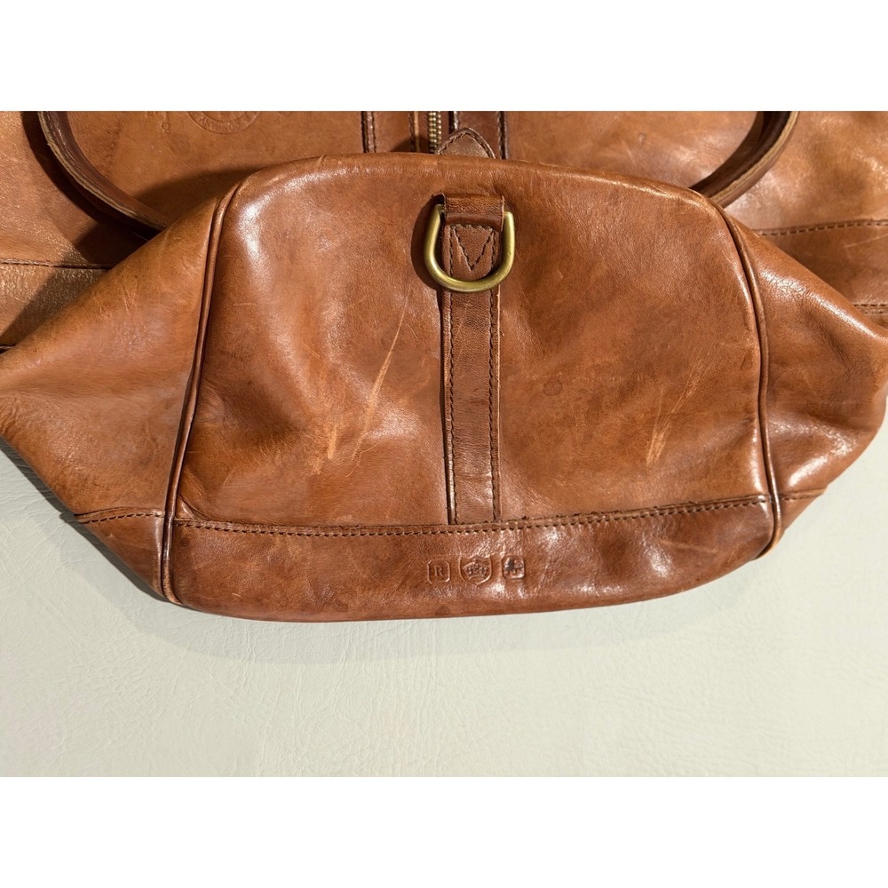 Ralph Lauren Leather Duffel Bag Unisex Large Brown Good Vintage Heritage Crest - Picture 14 of 16